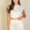 Cap Sleeve Crop Top & High-Waist Shorts Set – Elastic Hem