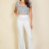 High-Waist Stretch Crepe Flare Pants