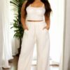 Plus-Size Bustier Crop & High-Rise Straight Pants Set