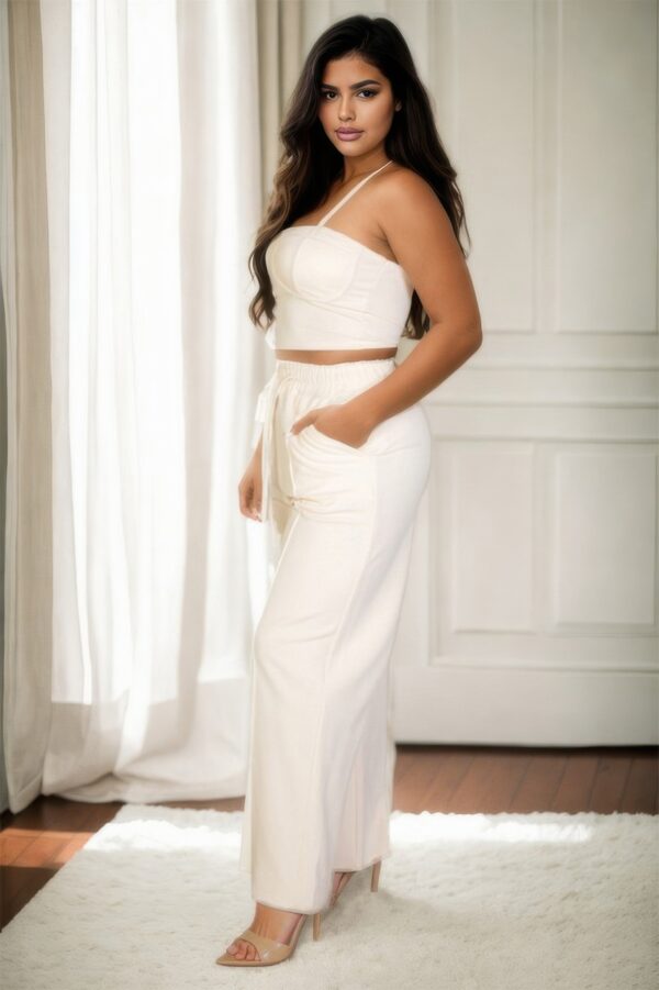 Plus-Size Bustier Crop & High-Rise Straight Pants Set