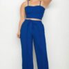 Plus-Size Bustier Crop & High-Rise Straight Pants Set