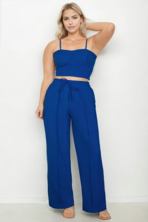 Plus-Size Bustier Crop & High-Rise Straight Pants Set
