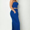 Plus-Size Bustier Crop & High-Rise Straight Pants Set