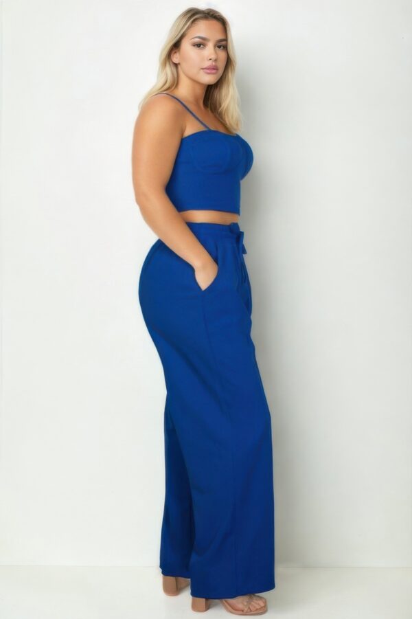 Plus-Size Bustier Crop & High-Rise Straight Pants Set