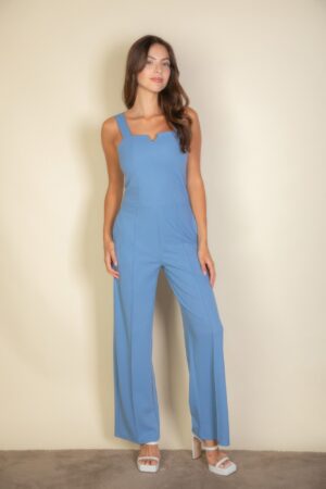 Notched-Neck Cami Jumpsuit – Wide-Leg Silhouette