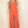 Notched-Neck Cami Jumpsuit – Wide-Leg Silhouette