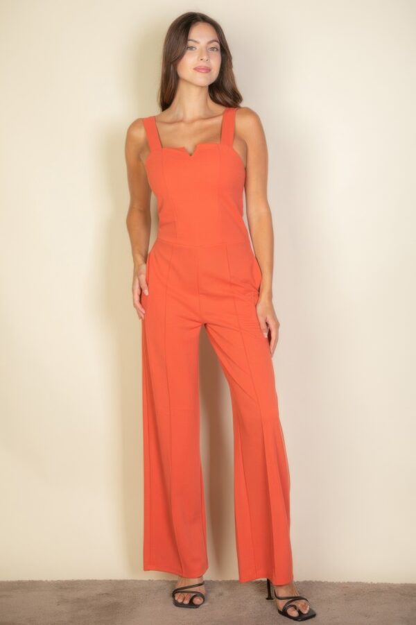 Notched-Neck Cami Jumpsuit – Wide-Leg Silhouette
