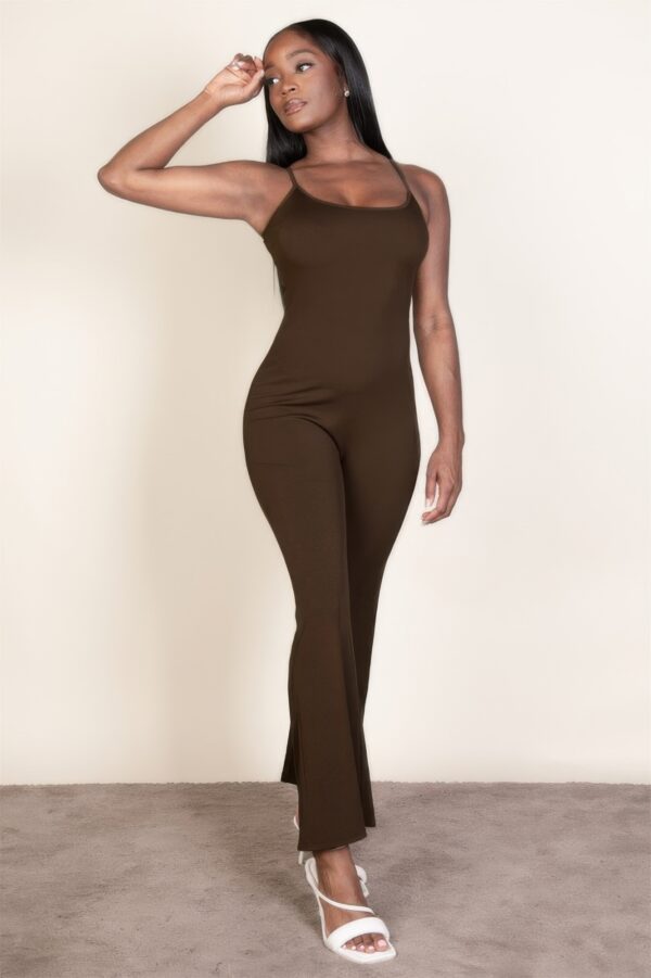 Sleeveless Ribbed Scoop-Neck Wide-Leg Jumpsuit