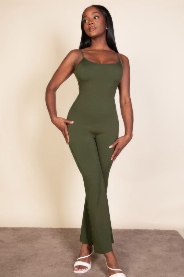 Sleeveless Ribbed Scoop-Neck Wide-Leg Jumpsuit