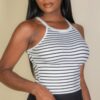 Ribbed Halter Tank Top – Slim Striped Knit