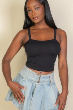 Cropped Square-Neck Tank Top
