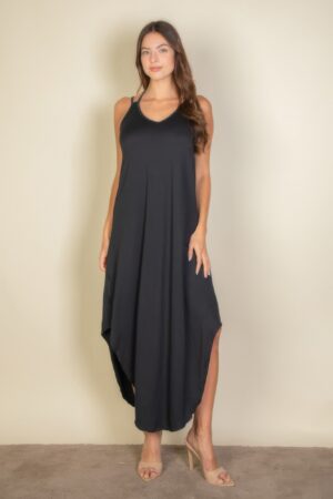 Double-Strap Cami Loose-Fit Dress with Side Slits