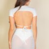 Ruched Ruffle Mesh Mini Skirt – Sheer Bodycon