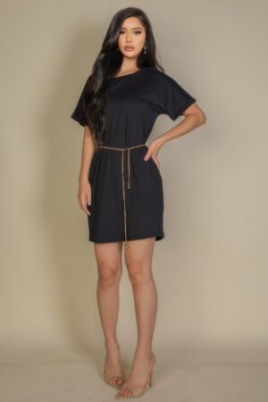 Double-Fold Sleeve Mini Dress – Relaxed Lightweight