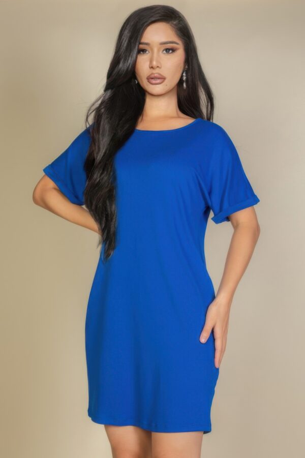 Double-Fold Sleeve Mini Dress – Relaxed Lightweight