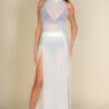 Sheer Mesh Maxi Skirt with High Adjustable Split