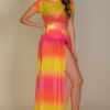 Sheer Mesh Maxi Skirt with High Adjustable Split