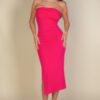 Strapless Bodycon Tube Dress with Split Hem