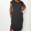 Plus Size V-Neck Batwing Long Dress with Hidden Pockets