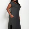 Plus Size V-Neck Batwing Long Dress with Hidden Pockets