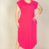 Plus Size V-Neck Batwing Long Dress with Hidden Pockets