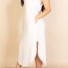 Plus Size V-Neck Batwing Long Dress with Hidden Pockets