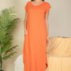 Batwing V-Neck Maxi Dress with Hidden Pockets