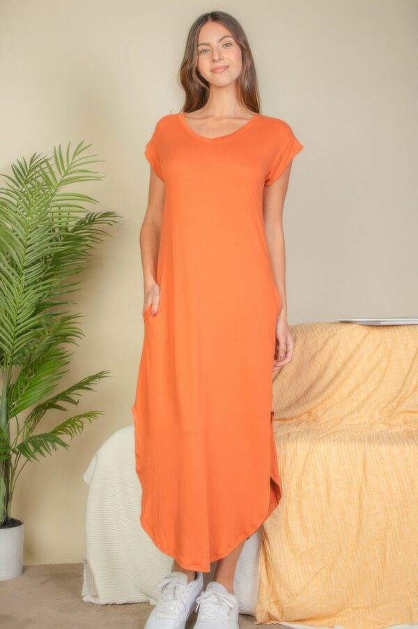 Batwing V-Neck Maxi Dress with Hidden Pockets