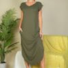 Batwing V-Neck Maxi Dress with Hidden Pockets
