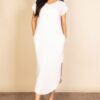 Batwing V-Neck Maxi Dress with Hidden Pockets