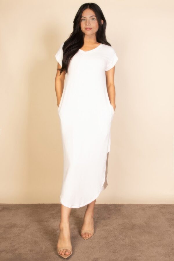 Batwing V-Neck Maxi Dress with Hidden Pockets