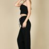 Bustier Crop Cami & Slant-Pocket Straight Pants Set