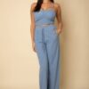 Bustier Crop Cami & Slant-Pocket Straight Pants Set