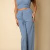 Bustier Crop Cami & Slant-Pocket Straight Pants Set