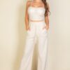 Bustier Crop Cami & Slant-Pocket Straight Pants Set