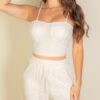 Bustier Crop Cami & Slant-Pocket Straight Pants Set