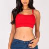Ribbed Knit Cami Crop Top – Square Neckline