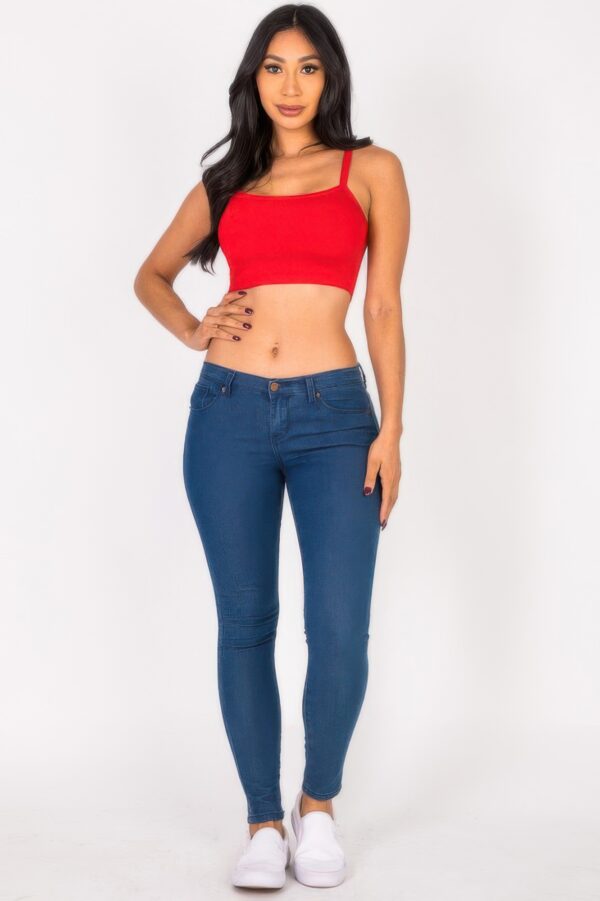 Ribbed Knit Cami Crop Top – Square Neckline