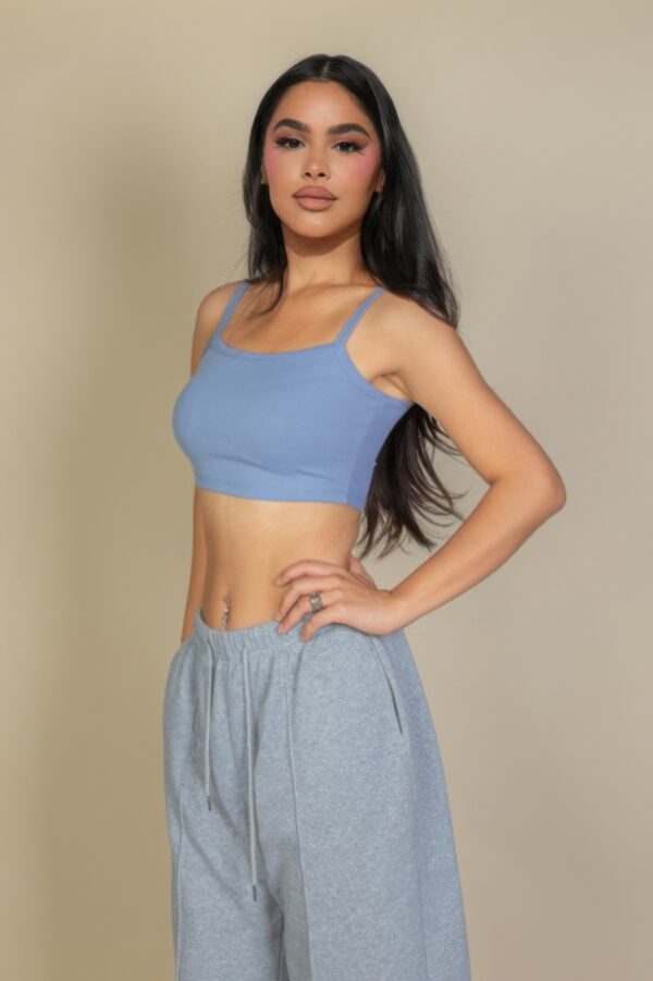 Ribbed Knit Cami Crop Top – Square Neckline