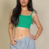 Ribbed Knit Cami Crop Top – Square Neckline