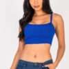 Ribbed Knit Cami Crop Top – Square Neckline