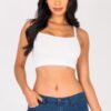 Ribbed Knit Cami Crop Top – Square Neckline
