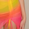 Sheer Mesh Ruched Skirt with Drawstring Slit