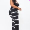 Plus Size Tie-Dye Stripe Maxi Dress with Spaghetti Straps
