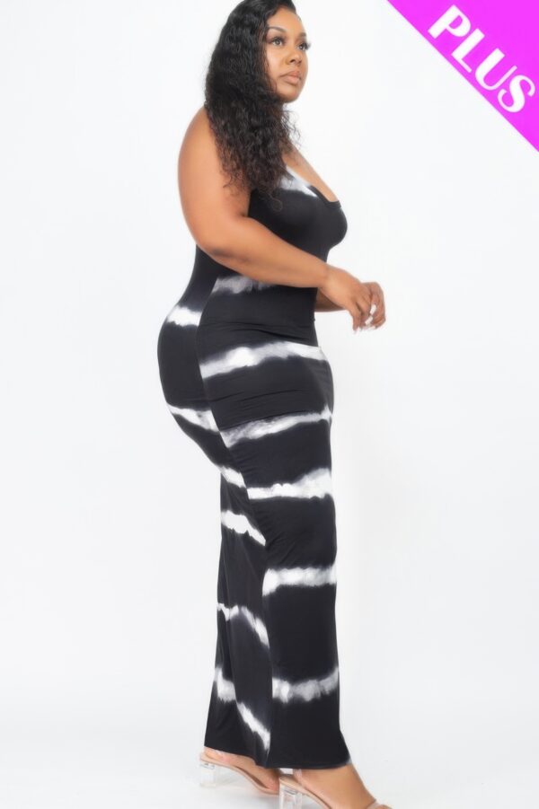 Plus Size Tie-Dye Stripe Maxi Dress with Spaghetti Straps
