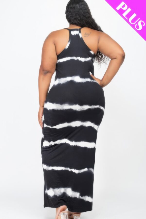 Plus Size Tie-Dye Stripe Maxi Dress with Spaghetti Straps