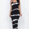 Stripe Tie-Dye Maxi Dress with Spaghetti Straps