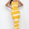 Stripe Tie-Dye Maxi Dress with Spaghetti Straps