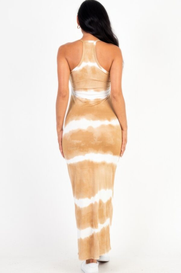 Stripe Tie-Dye Maxi Dress with Spaghetti Straps