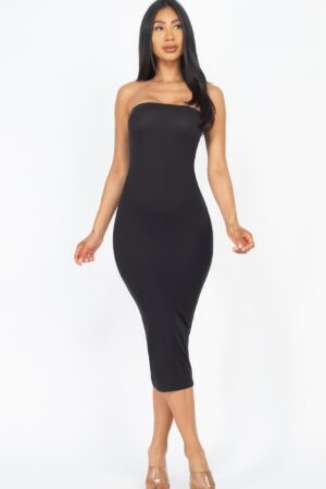 Strapless Tube Bodycon Midi Dress – Streamlined Silhouette